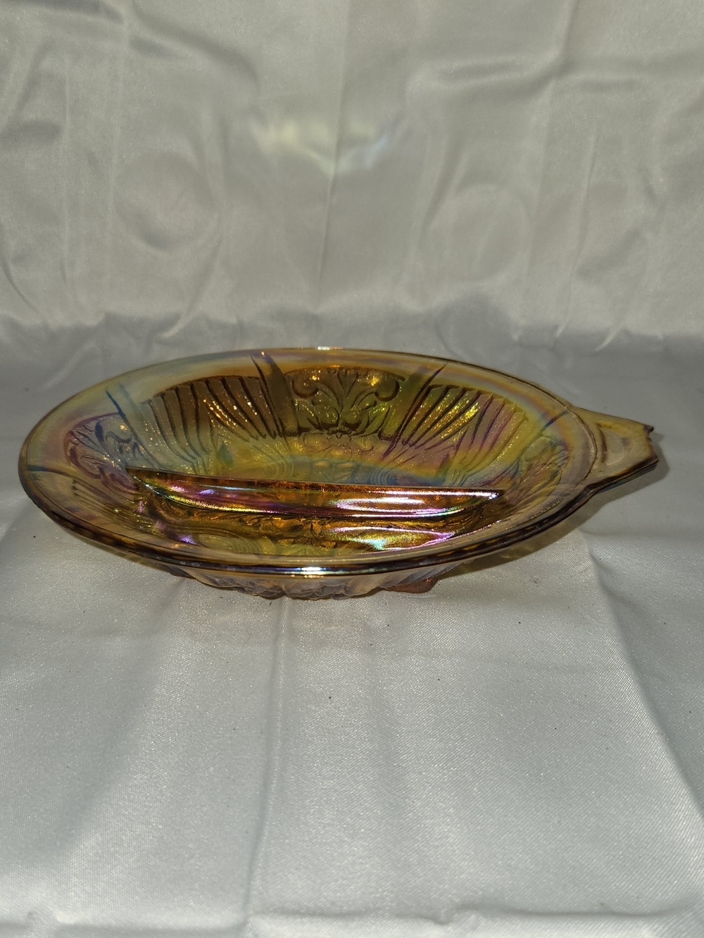 Indiana Glass Iridescent Amber Carnival Glass Bowl